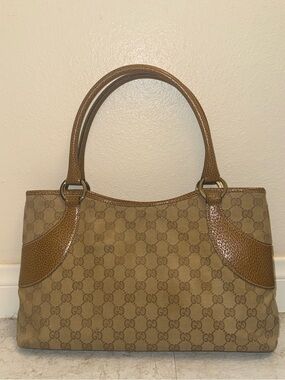 Gucci Beige and Brown Monogram Shoulder Bag